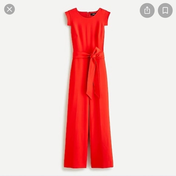 J.CREW Resume Jumpsuit in Red Stretch Crepe - Size 14 - Picture 2 of 7